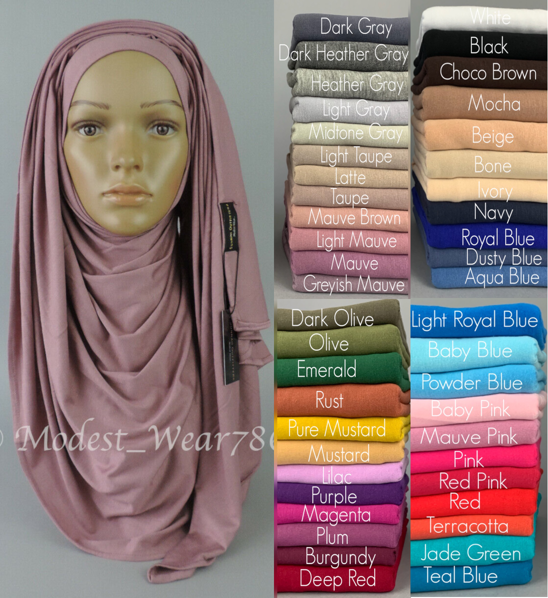 Premium Cotton Jersey Maxi Hijab Scarf Shawl Wrap Islam Muslim 180x80cm
