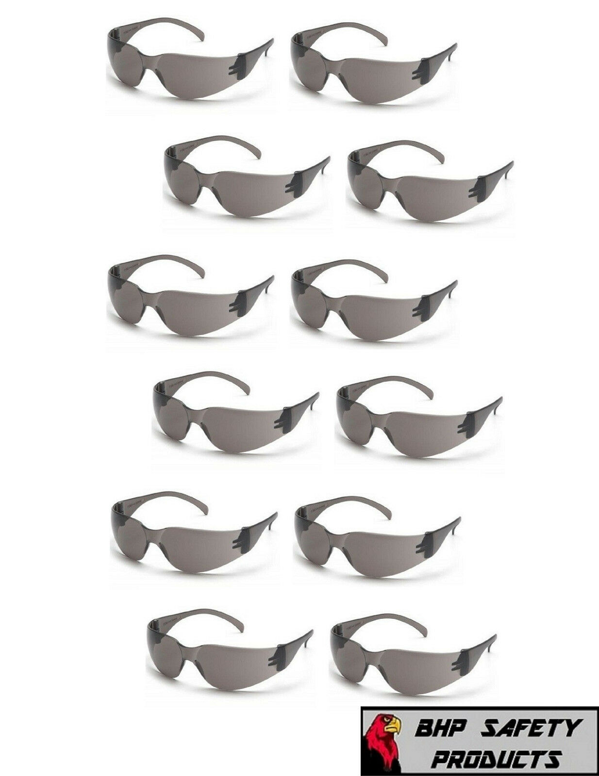 Pyramex Intruder S4120s Smoke/gray Safety Glasses Work Eyewear - 12 Pair/1dozen
